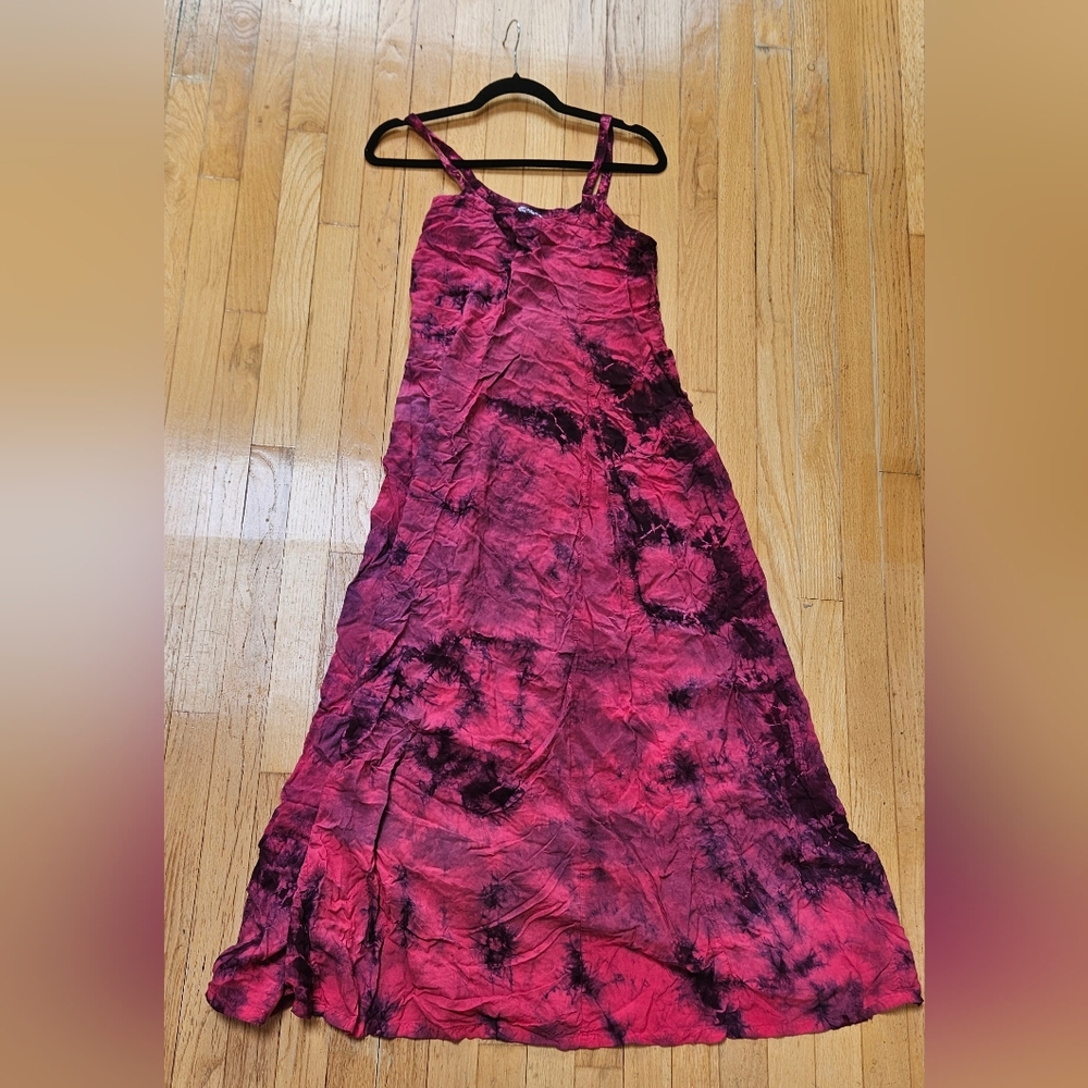 Pink and Black Tie-Dye Maxi Dress